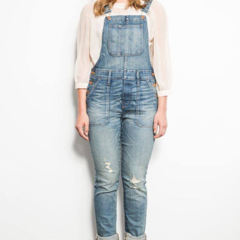 Madewell Distressed Denim Overalls XS